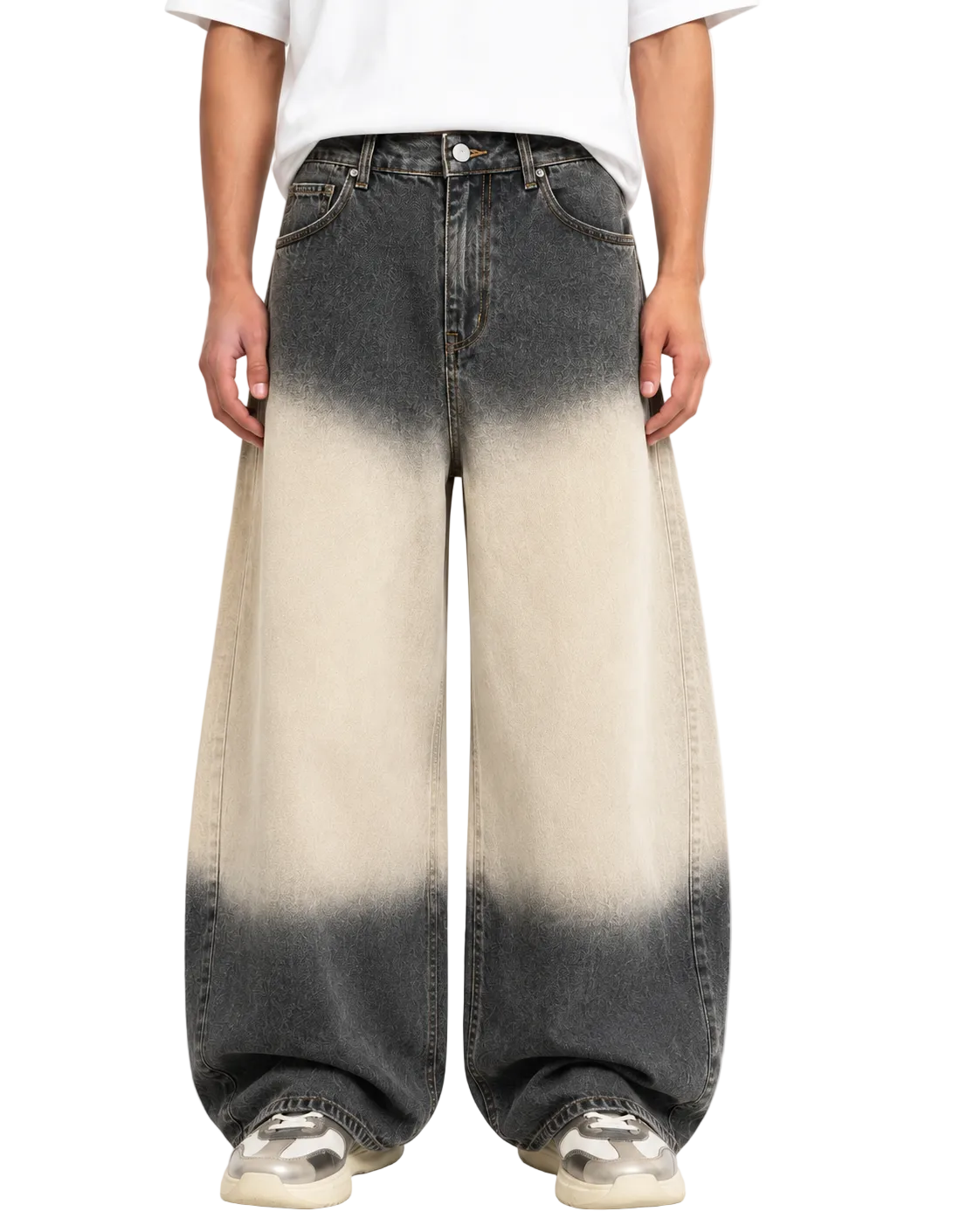 Grey and Cream Dip-Dye Balloon  Jeans