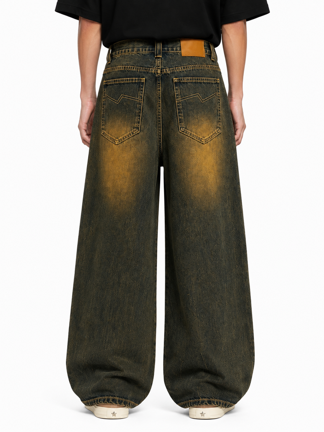Mud Washed Multi-Zipper Cargo Jeans