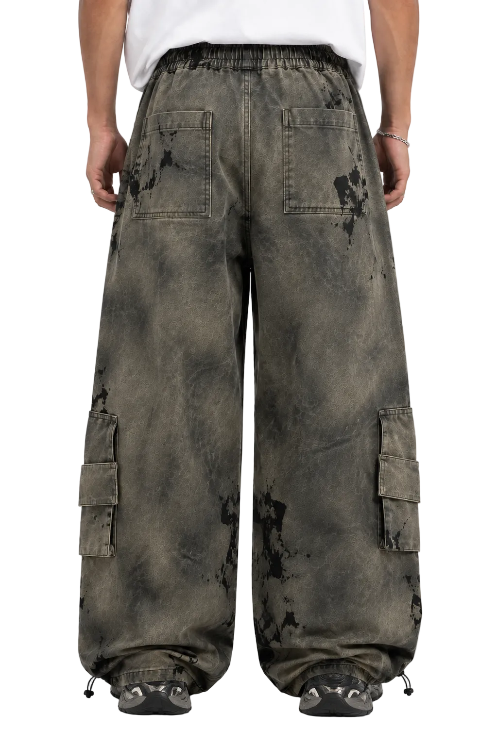 Olive-Grey Parachute Cargo Pants
