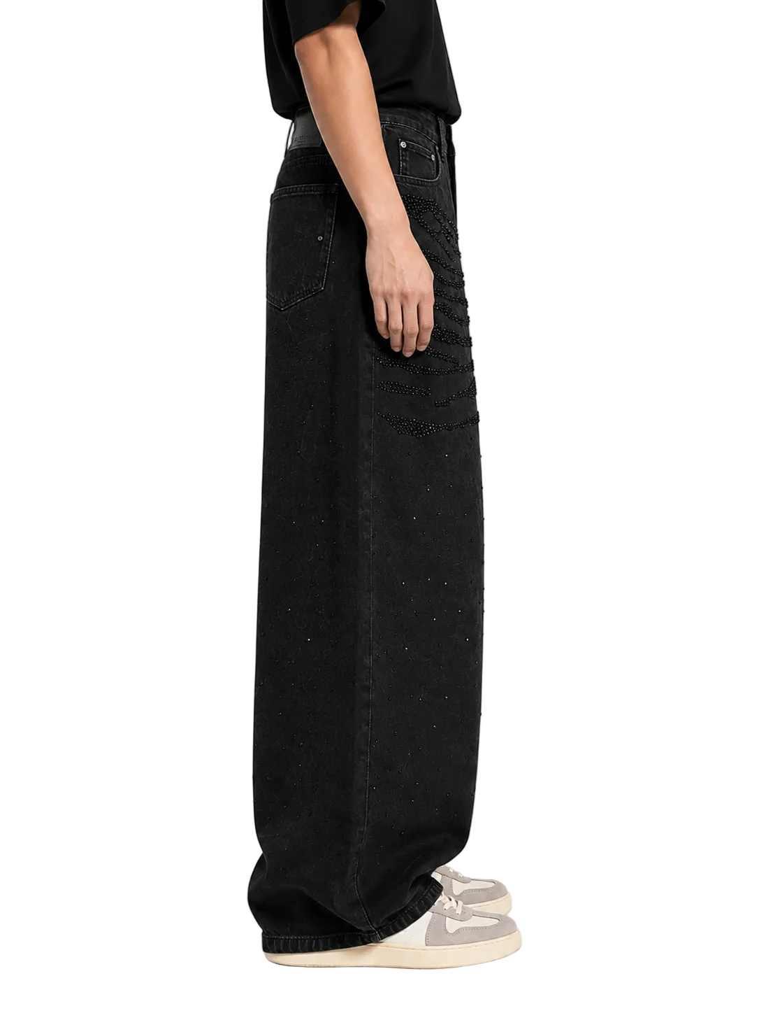 Rhinestone Black Baggy Jeans