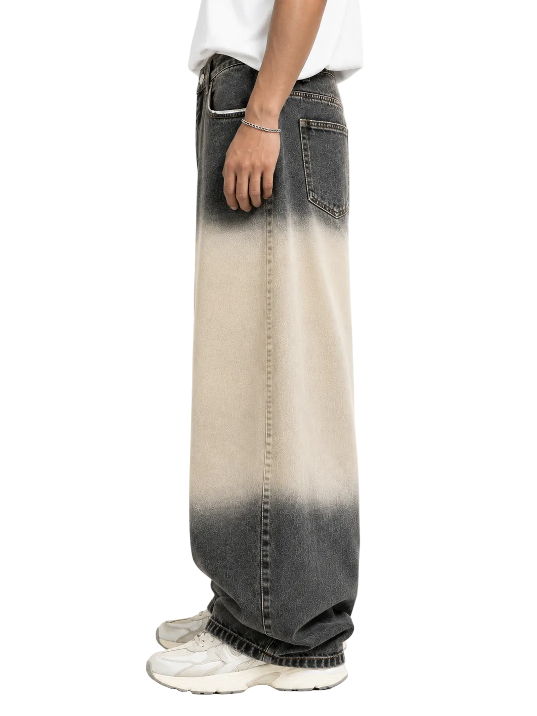 Grey and Cream Dip-Dye Balloon  Jeans