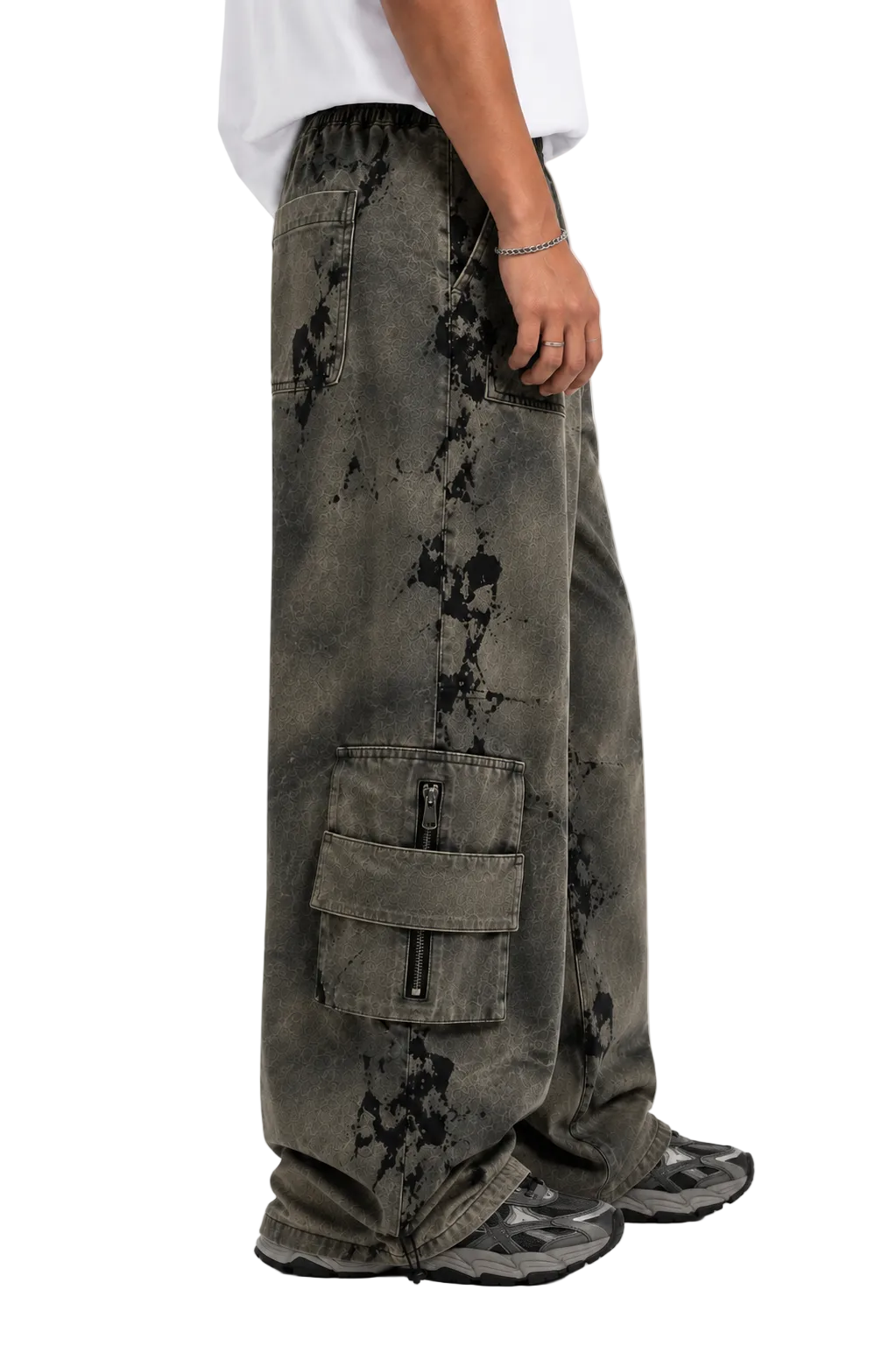 Olive-Grey Parachute Cargo Pants