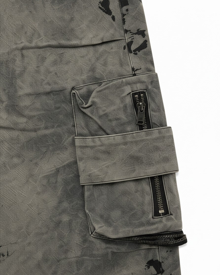 Olive-Grey Parachute Cargo Pants