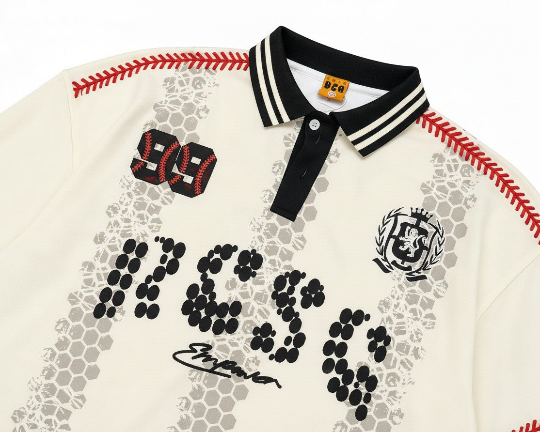 Graphic Long Sleeve  Polo OffWhite