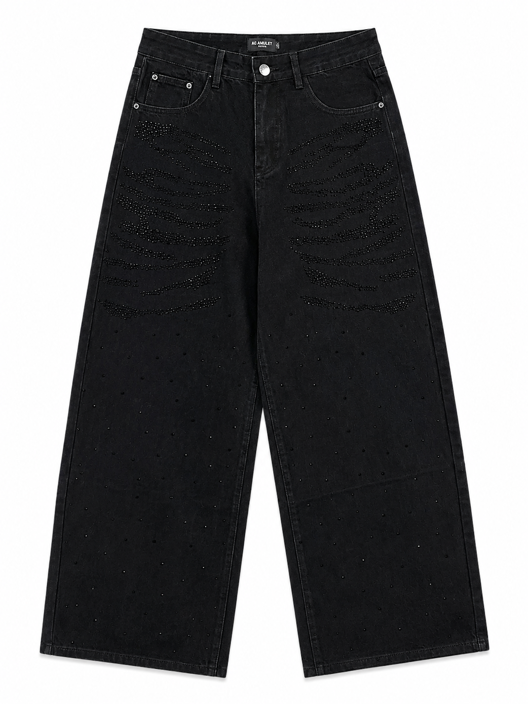 Rhinestone Black Baggy Jeans