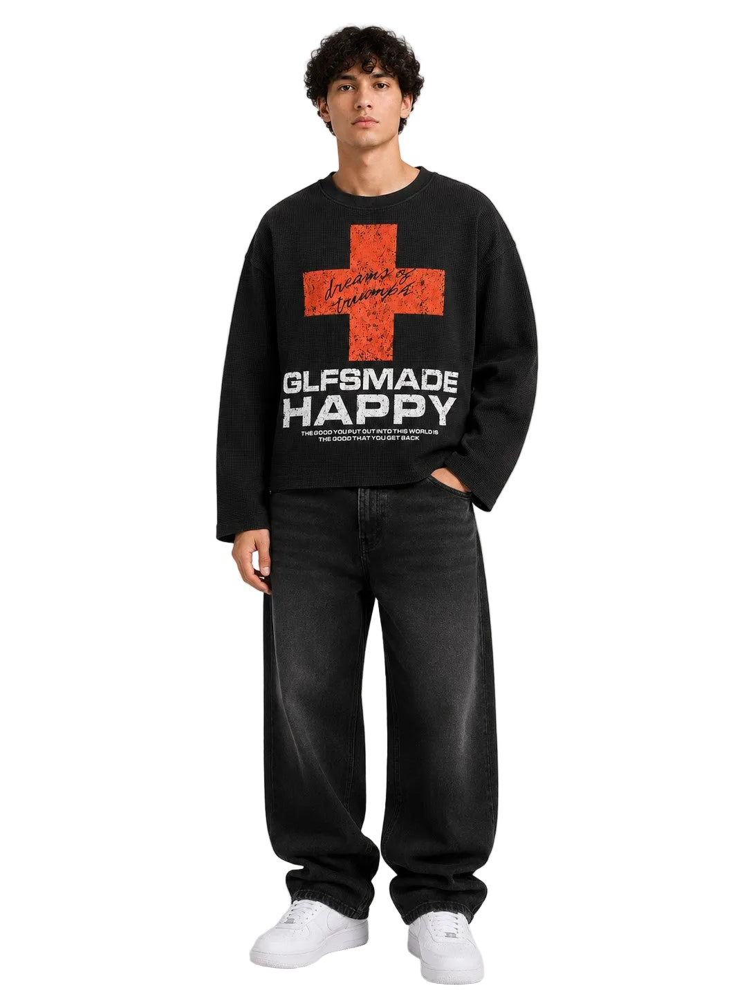 Red Cross Waffle Knit Long-Sleeve T-Shirt