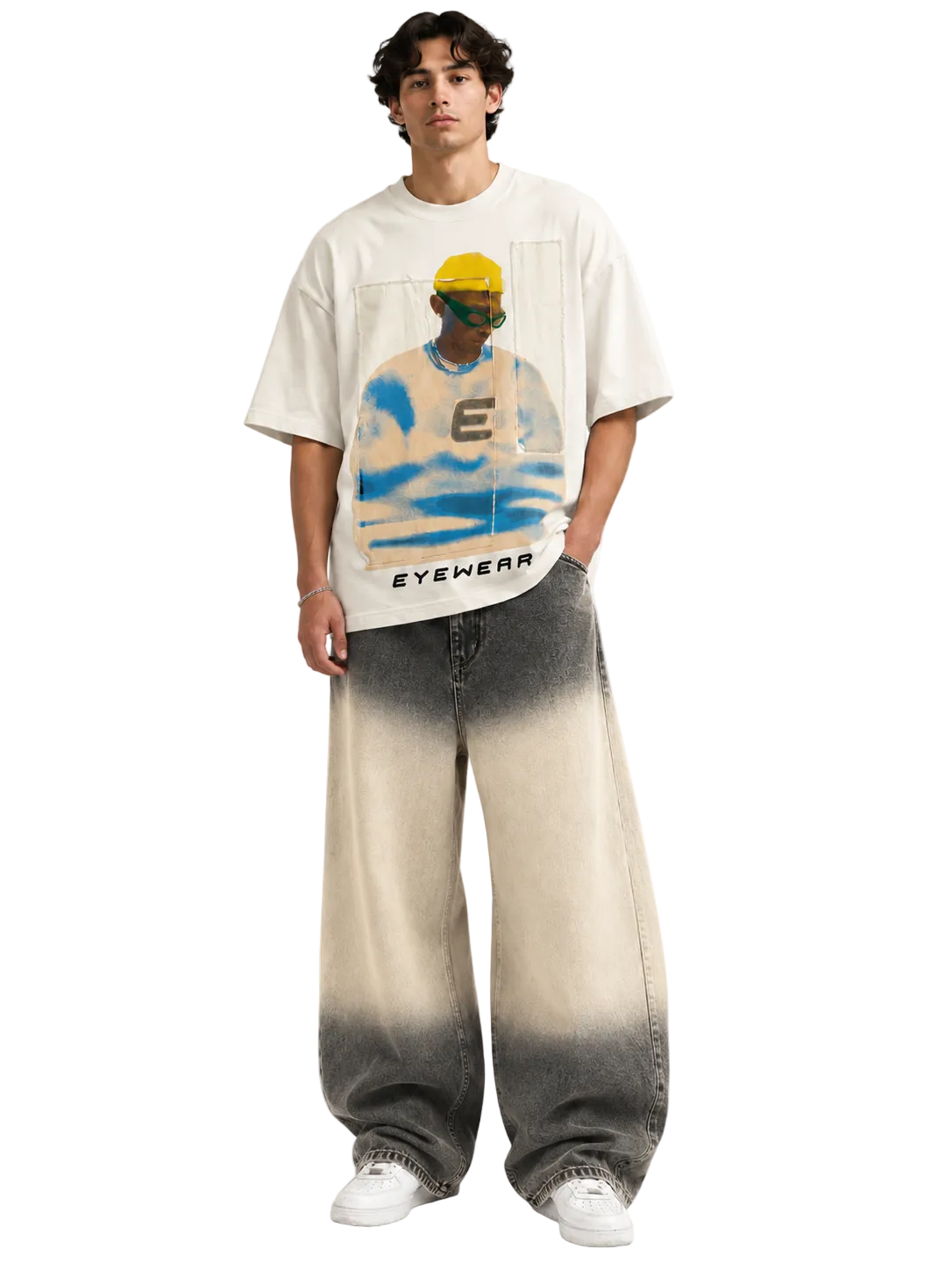 Grey and Cream Dip-Dye Balloon  Jeans