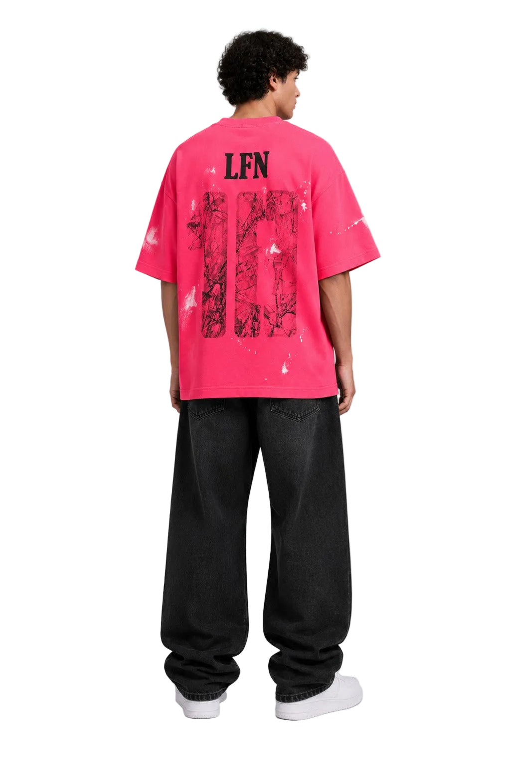 Pink Distressed Paint Splattered T-Shirt