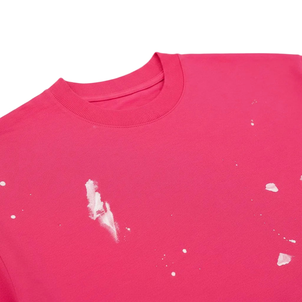 Pink Distressed Paint Splattered T-Shirt