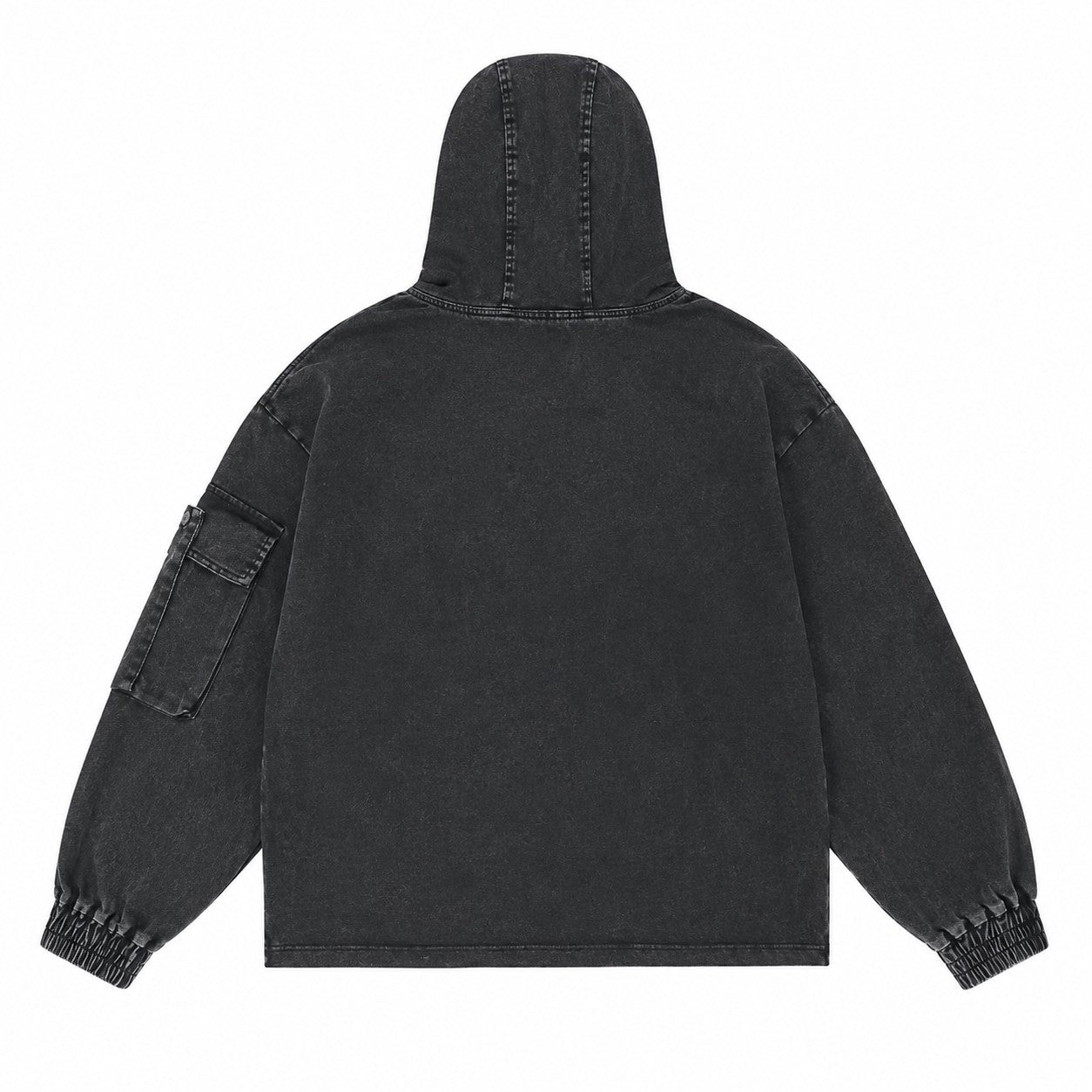 Cropped Utility Denim Hoodie