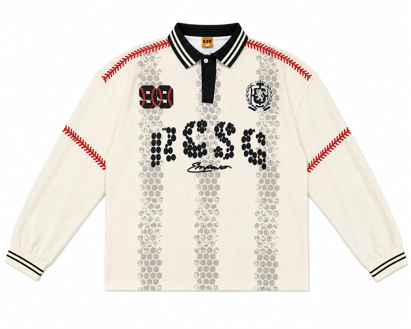 Graphic Long Sleeve  Polo OffWhite