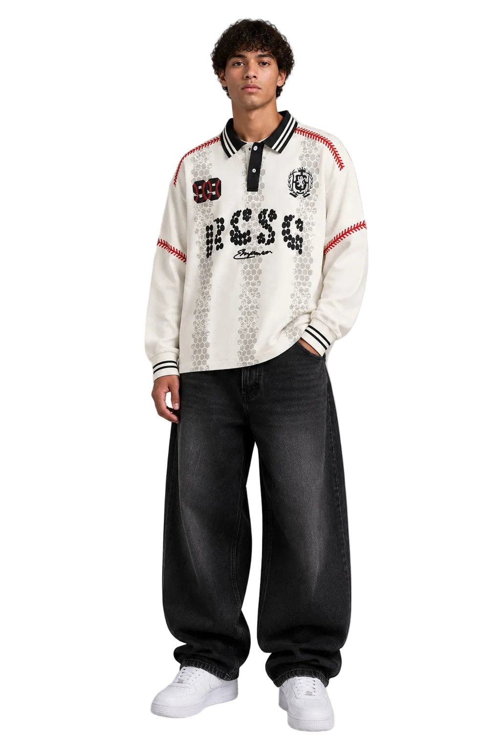 Graphic Long Sleeve  Polo OffWhite