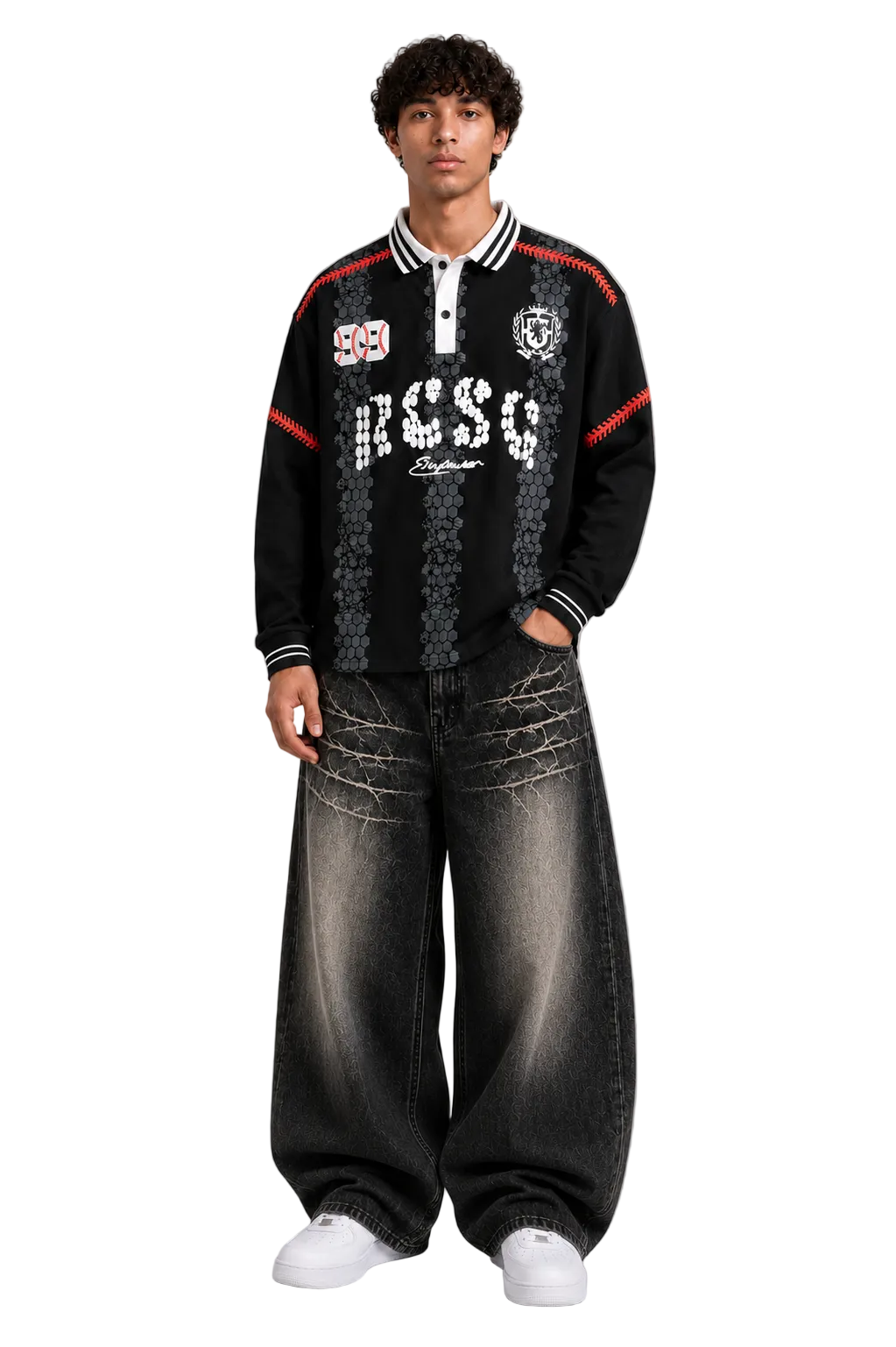 Heavy Whisker  Black Baggy Jeans