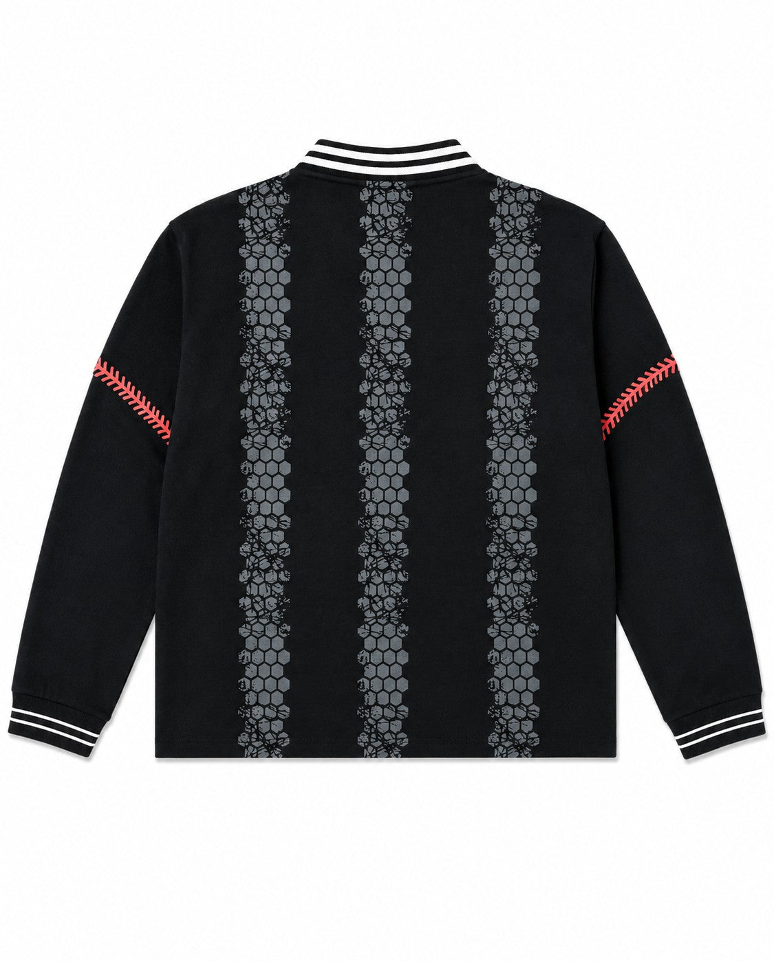 Graphic Long Sleeve  Polo Black