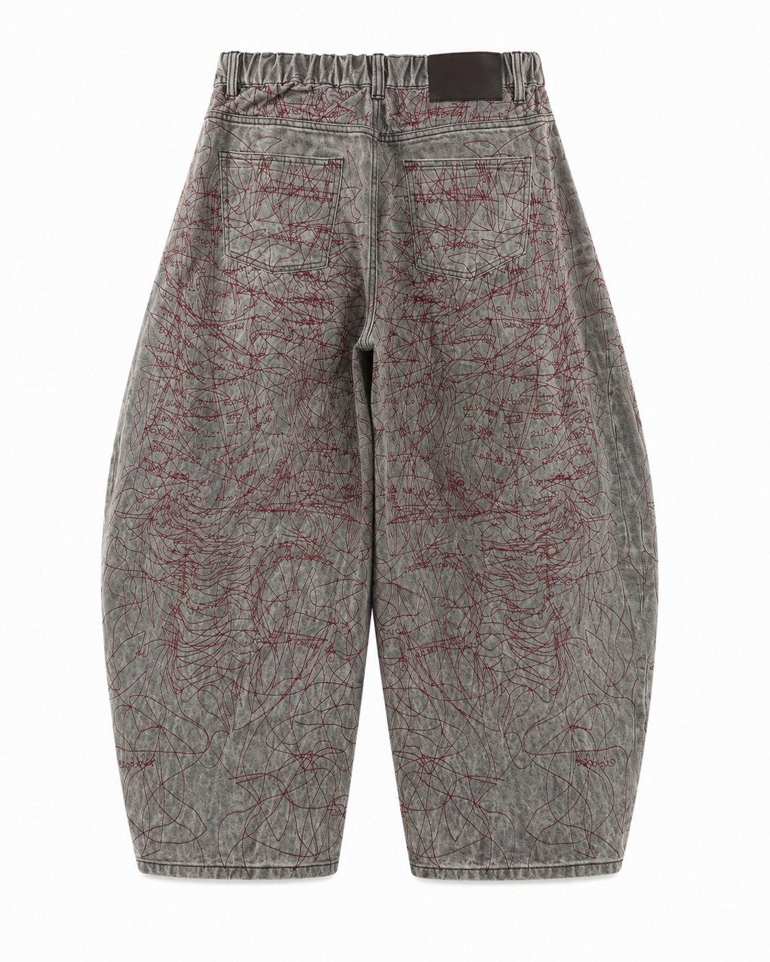 Red Scribble Embroidered Baggy Jeans