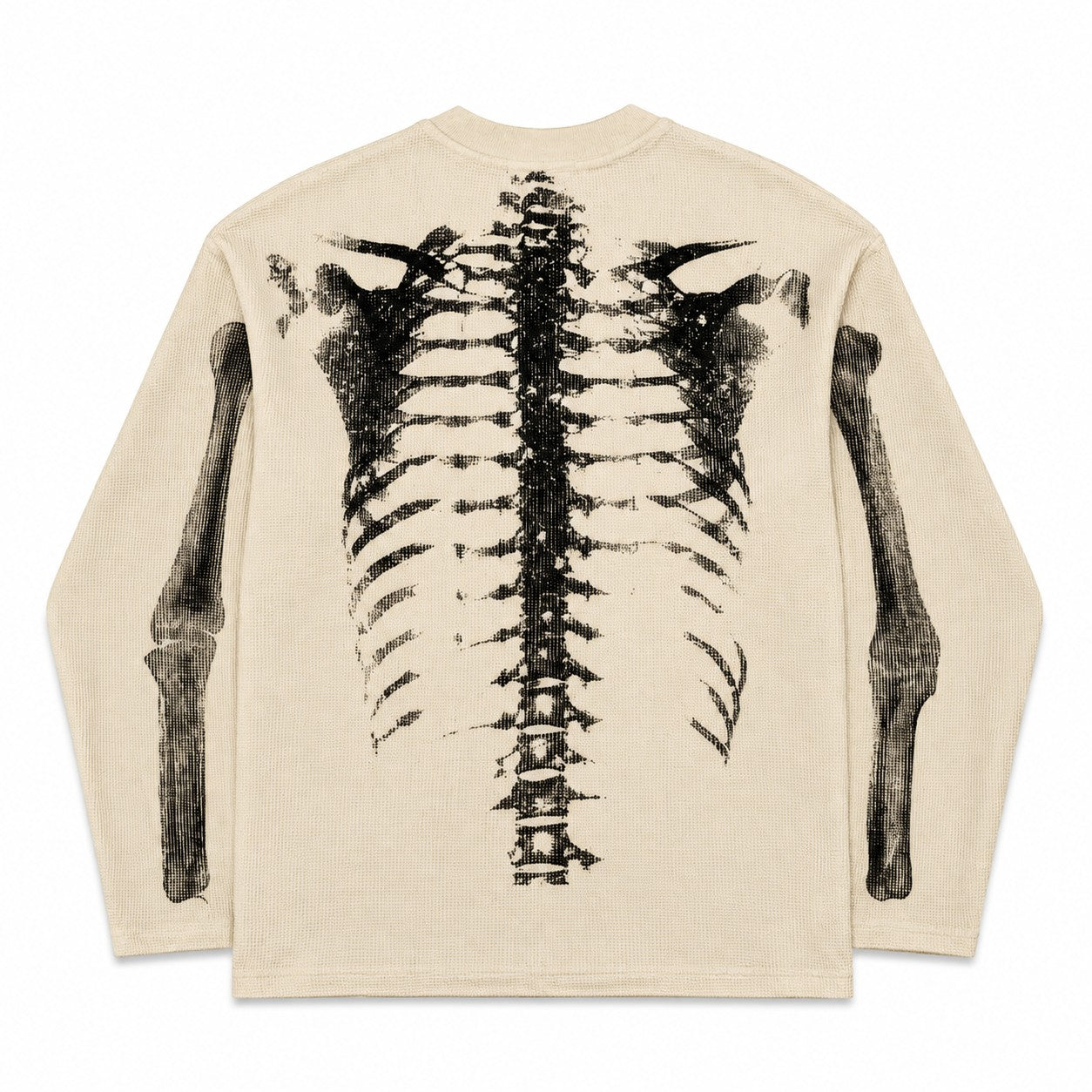 Skeleton Graphic Waffle Knit Long-Sleeve T-Shirt