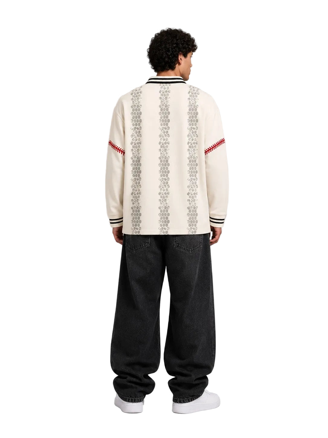 Graphic Long Sleeve  Polo OffWhite