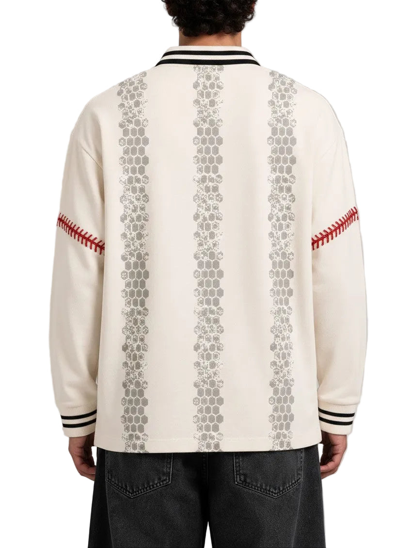 Graphic Long Sleeve  Polo OffWhite